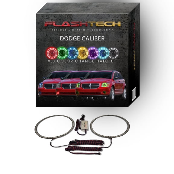 Flashtech RGB Multi Color Changing LED Halo kit for 2007-2012 Dodge Caliber Headlights
