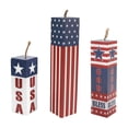 thumbnail image 2 of Miwamany 3 Pcs Patriotic Wooden Tabletop Decor Set, Red White and Blue 4th of July Centerpiece with American Flag Finish, Independence Day Standing Ornament for Mantel and Shelf, 2 of 6