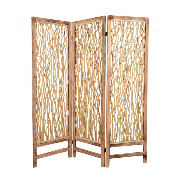 1" x 60" x 69" Brown 3 Panel Wood foldable  Screen
