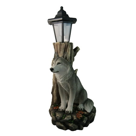 Patio Gift - Spirit Wolf Outdoor Solar Lantern Statue By | Lawn Garden Porch or Patio Wildlife Statue Decor And Gifts, This beautifully made spirit wolf guards over.., By DWK