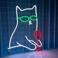 thumbnail image 3 of Handmadetneonsign Cat Drinking Wine Neon Sign, Cat Wall Art Decor, Cat Liquor Wall Decor, 3 of 4