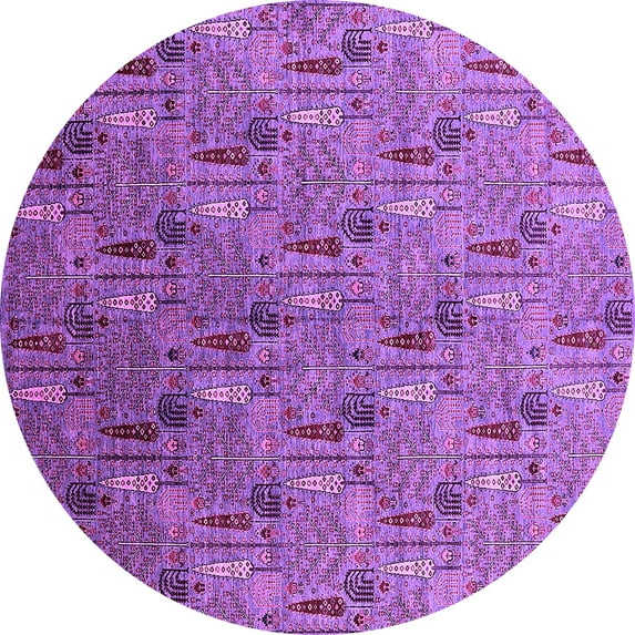 Ahgly Company Indoor Round Oriental Purple Industrial Area Rugs, 5' Round