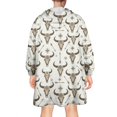 thumbnail image 2 of Beige Buffalo Skull Arrow Pattern Wearable Oversized Blanket,Wearable Blanket Hoodie for Adults,Cozy Hooded Blankets with Super Pockets,Super Warm Fuzzy Pullover for Women & Men, 2 of 6