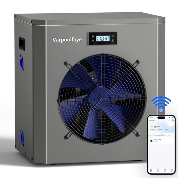 16000 BTU Electric Pool Heater for Above Ground Pool Swimming Pool Heat Pump 5000 Gallon Pool Heater 120V Heating Cooling WiFi Control 60Hz Spa