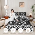 thumbnail image 3 of Manfei Pretty Pearl Print Queen Comforter Set,Classic Leopard Pattern Comforter Sets Queen,Black,Black Reversible,3-Piece,1 Comforter and 2 Pillowcases, 3 of 7