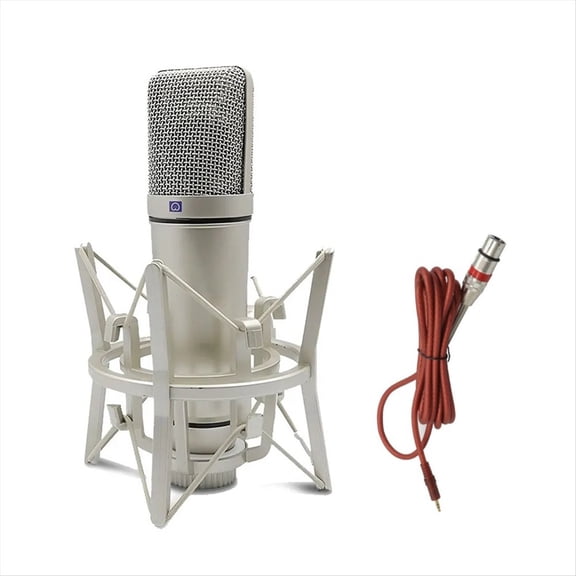 Metal Professional Condenser Microphone Studio for Computer Gaming Recording Singing Podcast Sound Card