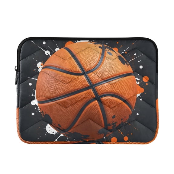 Quilted Padded Basketball Doodle Printed Laptop Sleeve Case for 13–14 inch