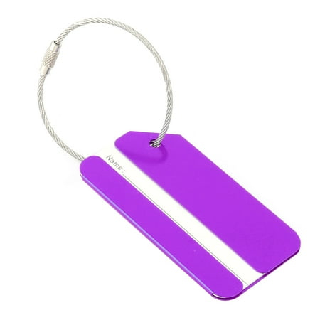 Rectangle Name Tags - Unique Bargains Outdoor Travel Aluminium Alloy Rectangle Luggage Tag Name Label Key Holder Purple