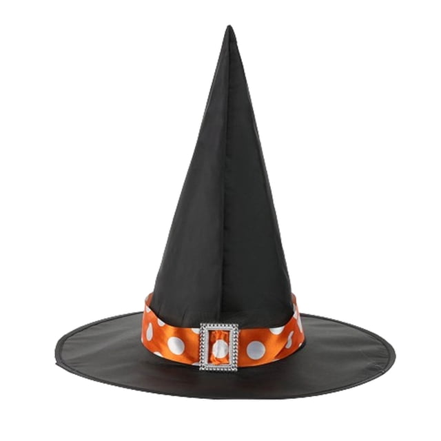 Sombreros de Halloween con botones rectangulares, sombrero de bruja con encaje, sombrero ancho acorralado para fiesta, sombrero de poliéster para mujer