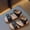 Black, variant on Dpytoraw Girls and Toddler Flat Sandals With Adjustable Ankle Strap Size 18-24 Months