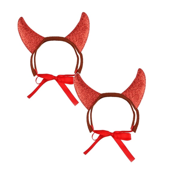2Pcs Halloween Pet Devil Horns Headband,Red & Black Demon Horn Hair Hoop For Dogs & Cats, Funny Cosplay Party Accessory For Small Medium Pets,Holiday Party Supplies