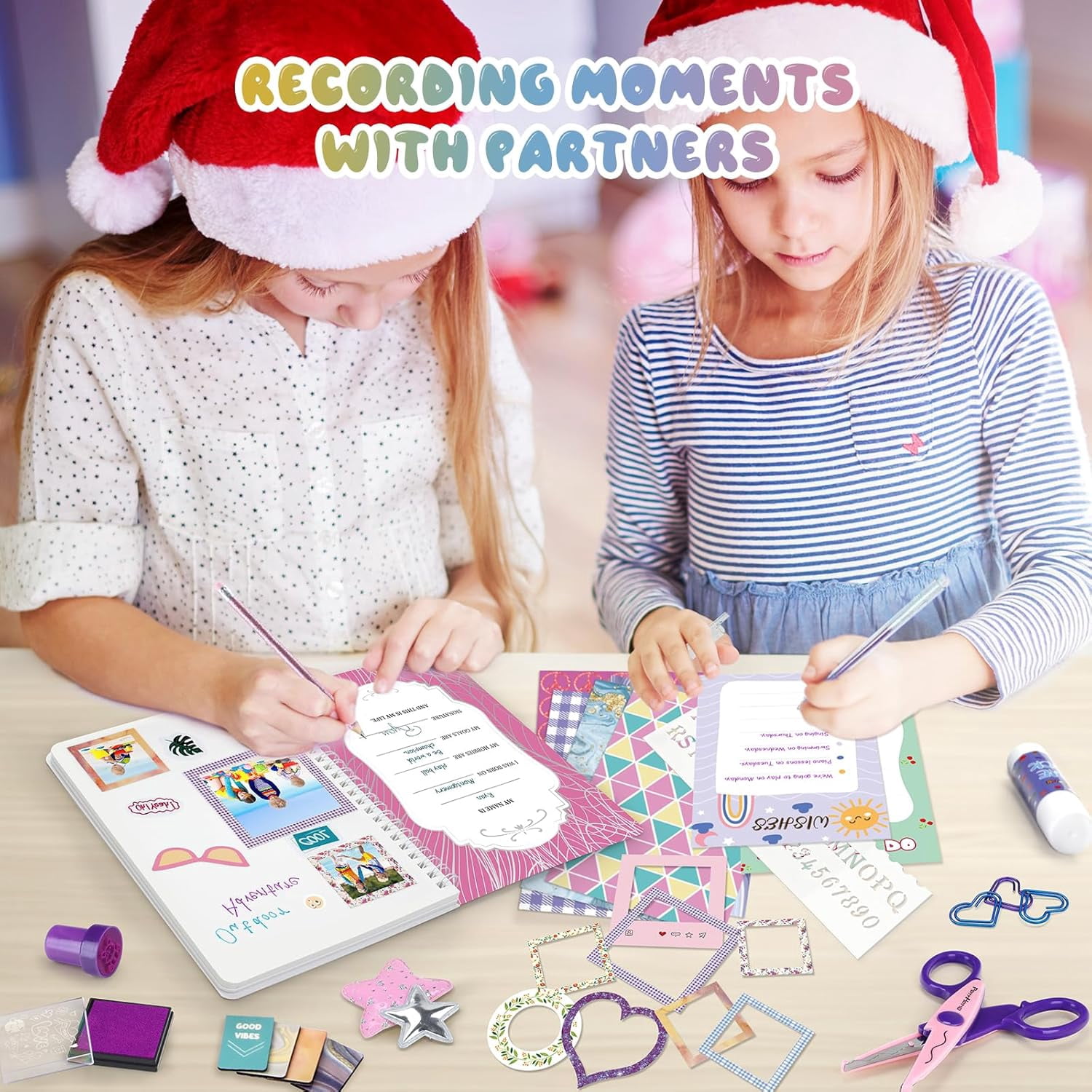 2-Pack DIY Journal Kit for Girls - 200+Pcs Journal Set for Teen & Tween Girls, Journaling Art & Crafts Kits,Scrapbook&Diary Supplies Set, Christmas Gifts for 8 9 10 11 12 13 14 Year Old Girl