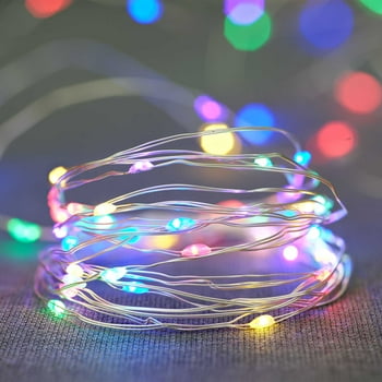 Mainstays Battery-Operated Indoor 50-Count LED Multi-Color Wire Lights, with 8 Lighting Modes, 4.5 Volts