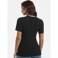 thumbnail image 7 of Women's Crew Neck Ribbed Fitted Shirt Basic Short Sleeves Summer T Shirt Tops, 7 of 7