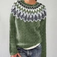thumbnail image 2 of Bovemsi Sweaters for Women Cozy Women's Knitted Isle Print Retro Sweater Casual Loose Crewneck Long Sleeve Cropped Pullover Tops Fall Sweaters, 2 of 4