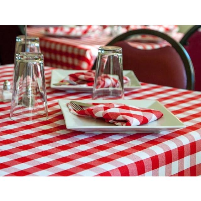Nappe 120"x120 Pouces Tissu 6 oz. 100 % Polyester Filament "Visa Check" Couleur Rouge 2/pack