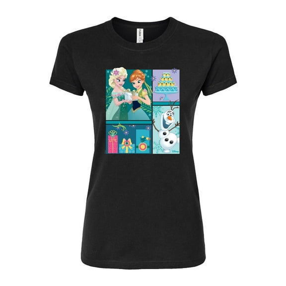 Disney Frozen - Elsa, Olaf & Anna Birthday Celebration - Juniors Fitted Graphic T-Shirt