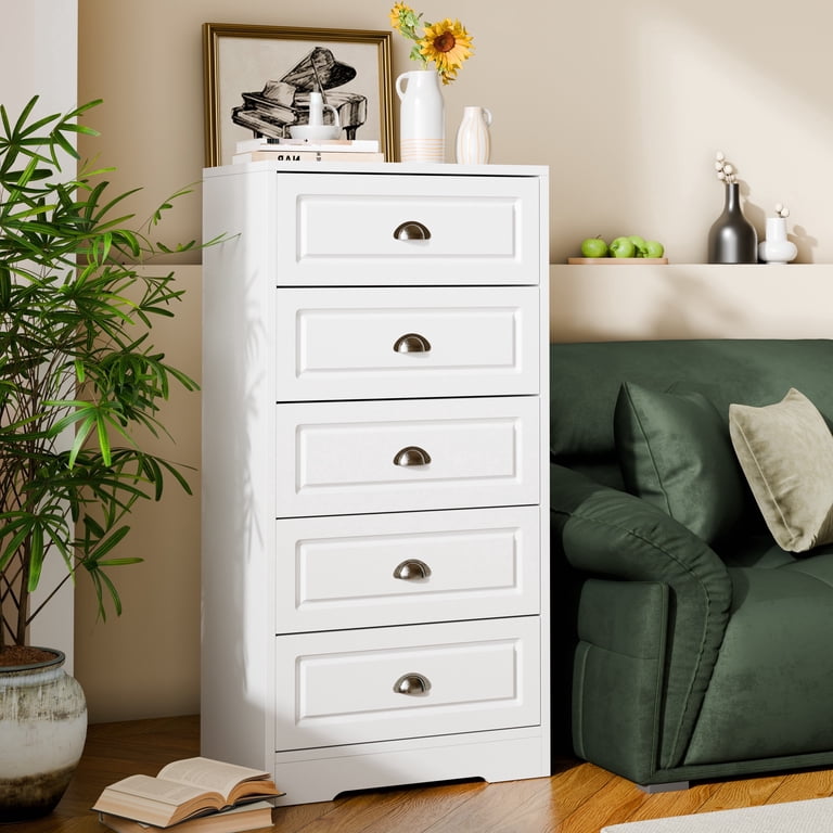 Walsunny 5 Drawer Dresser for Bedroom, Modern Wood Chest of Handle-Drawers,  Storage Cabinet Organizer, Wooden Dresser for Bedroom Living Room Closet  Entryway, White - Walmart.com