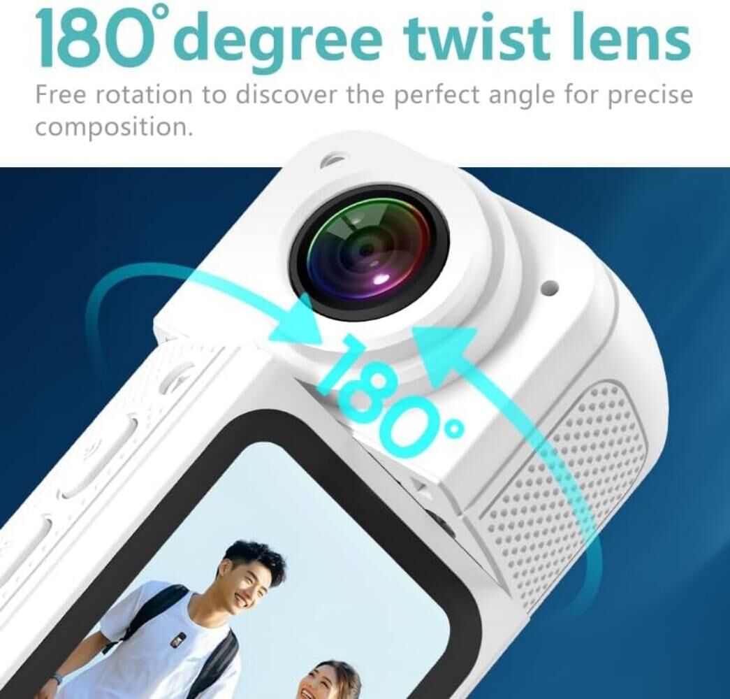 RWSEFK 180 Degree Rotation Action Camera Wearable Mini Camera Digital Video WIFI Magnetic Stand Thumb Sized Hands Free for Daily Life Recording