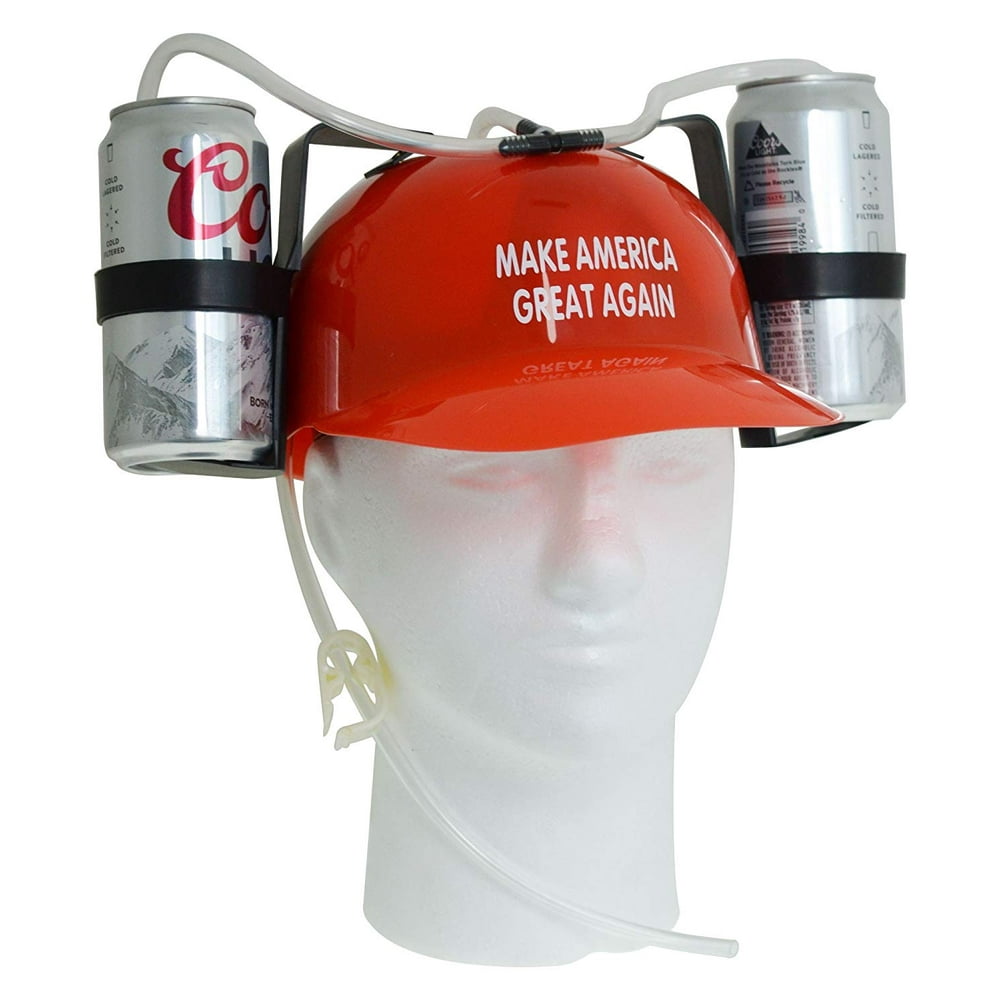 Beer Soda Guzzler Helmet Drinking Hat Red Party Hat Make America