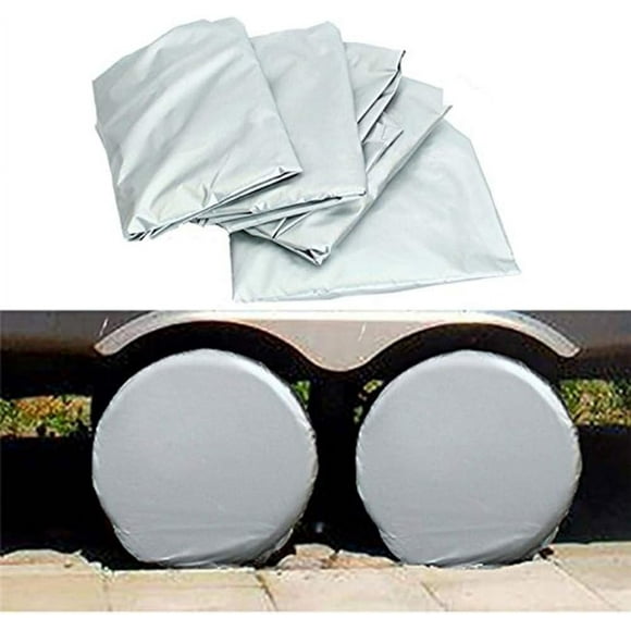(73cm)4 Pack RV Truck Trailer Tire Covers White Universal RV Spare Tire Dustproof Waterproof Sun Protection Covers Cases Storage Bags