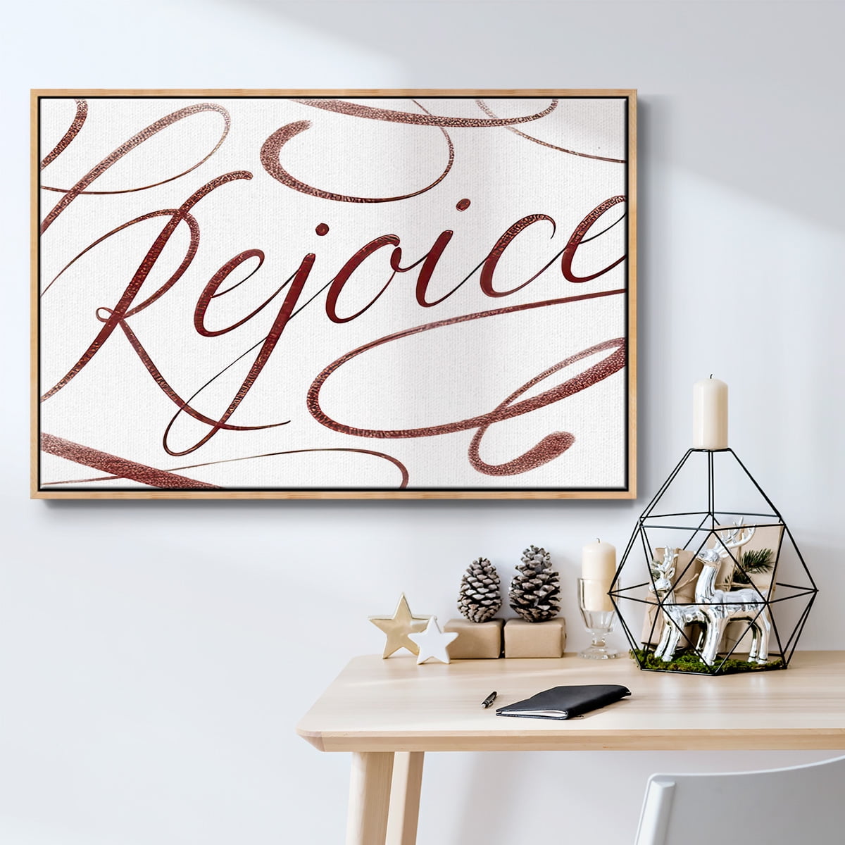 Rejoice - Framed Gallery Wrapped Holiday Canvas - 25 x 37 - Natural Wood Frame