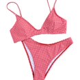 thumbnail image 5 of Bikini Sets for Women Two Piece String Triangle Set with Thong Bathing Suit Gingham High Cut Cheeky Swimsuit, 5 of 5