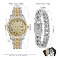 thumbnail image 2 of Reloj De Pulsera De Moda Con Fecha Y Diamantes Para Hombre Color De La Correa Watch + Silver Bracelet, 2 of 8