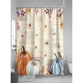 thumbnail image 5 of Fall Shower Curtain Orange Pumpkin Shower Curtains for Bathroom Thanksgiving Decor, Waterproof Polyester Shower Curtain Set with Hooks, Extra Long 72" x 84" Autumn Leaves Bird Vintage, 5 of 6