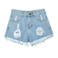 thumbnail image 4 of Blmnix Summer Shorts for Women Jean Shorts Cut-off Micro Shorts Short High Zipper Blue Beach Shorts for Women,XXL, 4 of 5