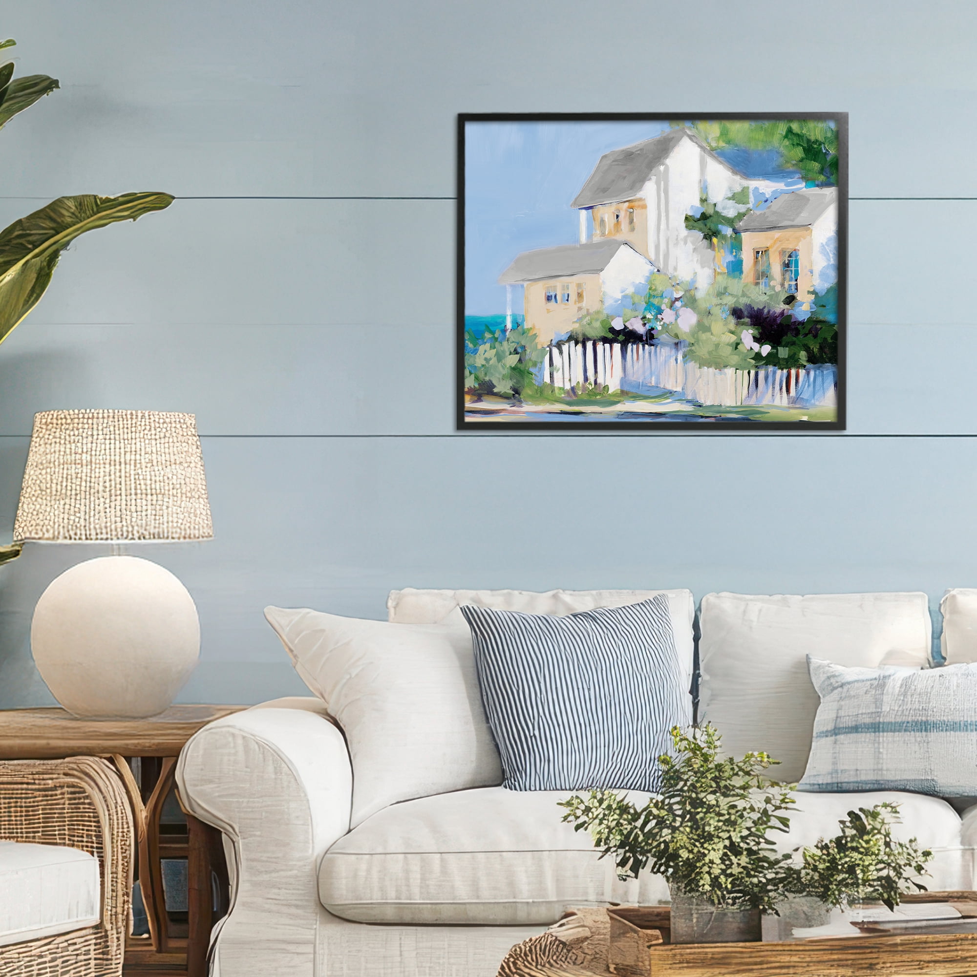 Stupell Industries Living by the Water Cottage Black Framed Giclee Art, design by Jane Slivka
