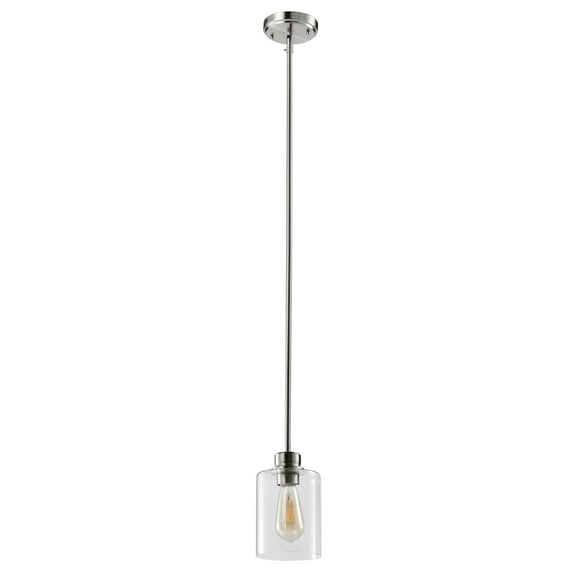 Design House Haddie Modern 1-Light LED Dimmable Mini Pendant w/ Clear Glass Shade in Satin Nickel