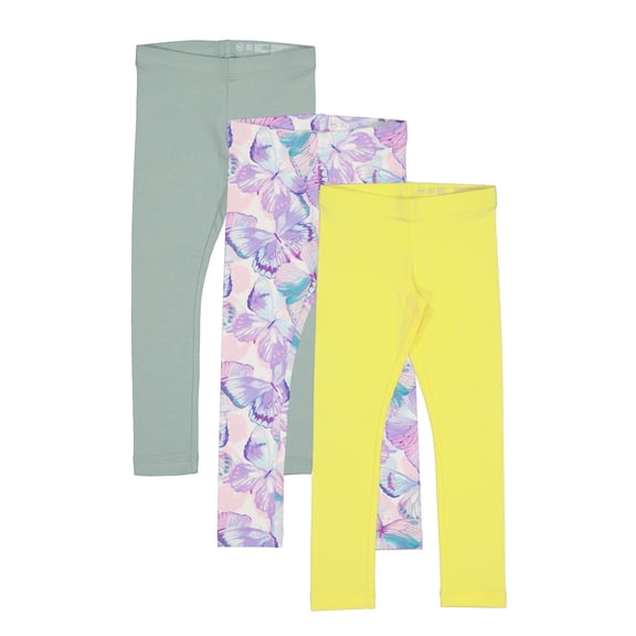 Wonder Nation Girls Kid Tough Leggings, 3 Pack, Sizes 4-18 & Plus