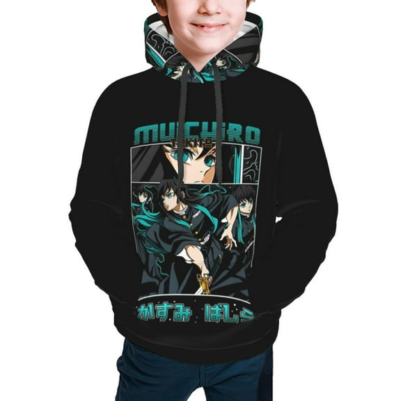 Muichiro Tokito Kids' Hoodie 3d Print Sweatshirt Soft Pullover Hooded With Big Pockets For Boys Or Girls Small