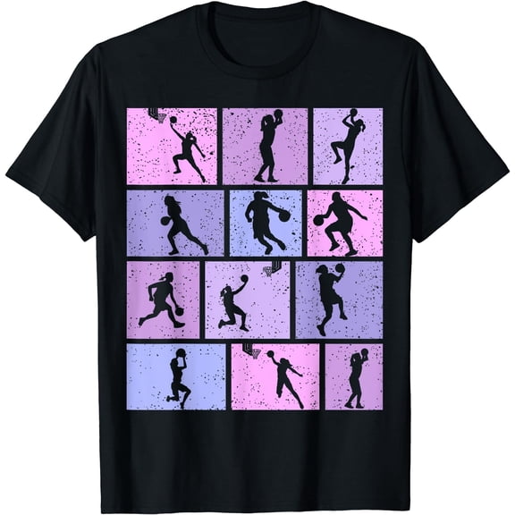 Basketball Girls Women T-Shirt Black Medium