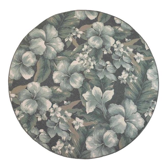 Trans-Ocean Imports RVID8764933 7 Pi 10 Po Liora Manne Ronde Riviera Tropical Fleur Tapis d'Intérieur et d'Extérieur - Navy