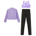 thumbnail image 5 of Alvivi Kids Girls Ice Skating Sport Outfit Long Sleeve Jacket +Tank Top + Pants Training Clothes Set Purple 12, 5 of 6