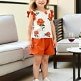 thumbnail image 4 of Cethrio Toddler Girls' Summer Short Sets, Casual 2 Piece Cotton Flutter Sleeve Outfit Sets Orange Size 4 T, 4 of 5