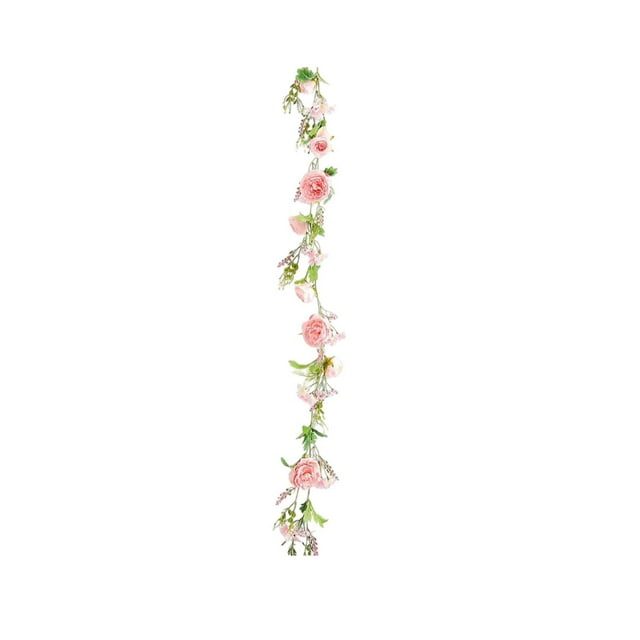 SLYNSHome Flower Garland Artificial Rose Vine with Green Leaves Pink Hanging Fake Roses Rattan for Room Party Home Wedding Arch Spring Summer Decor