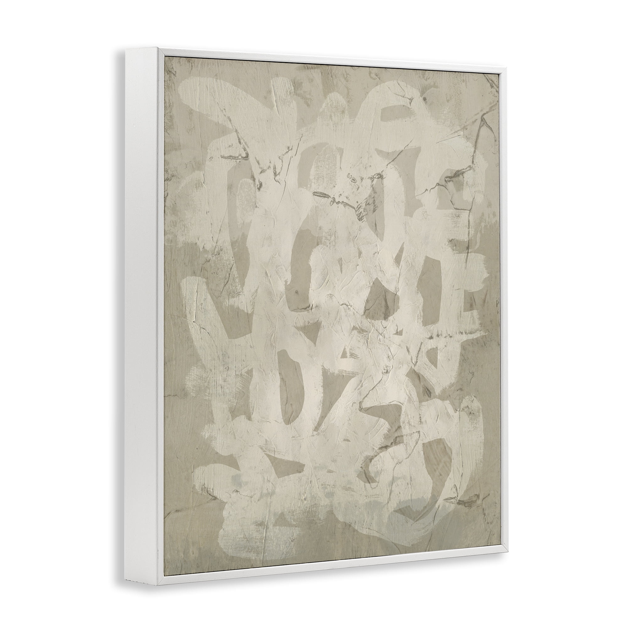 Stupell Industries Neutral Scribble Pattern Abstract Painting White Framed Art Print Wall Art, 16 x 20