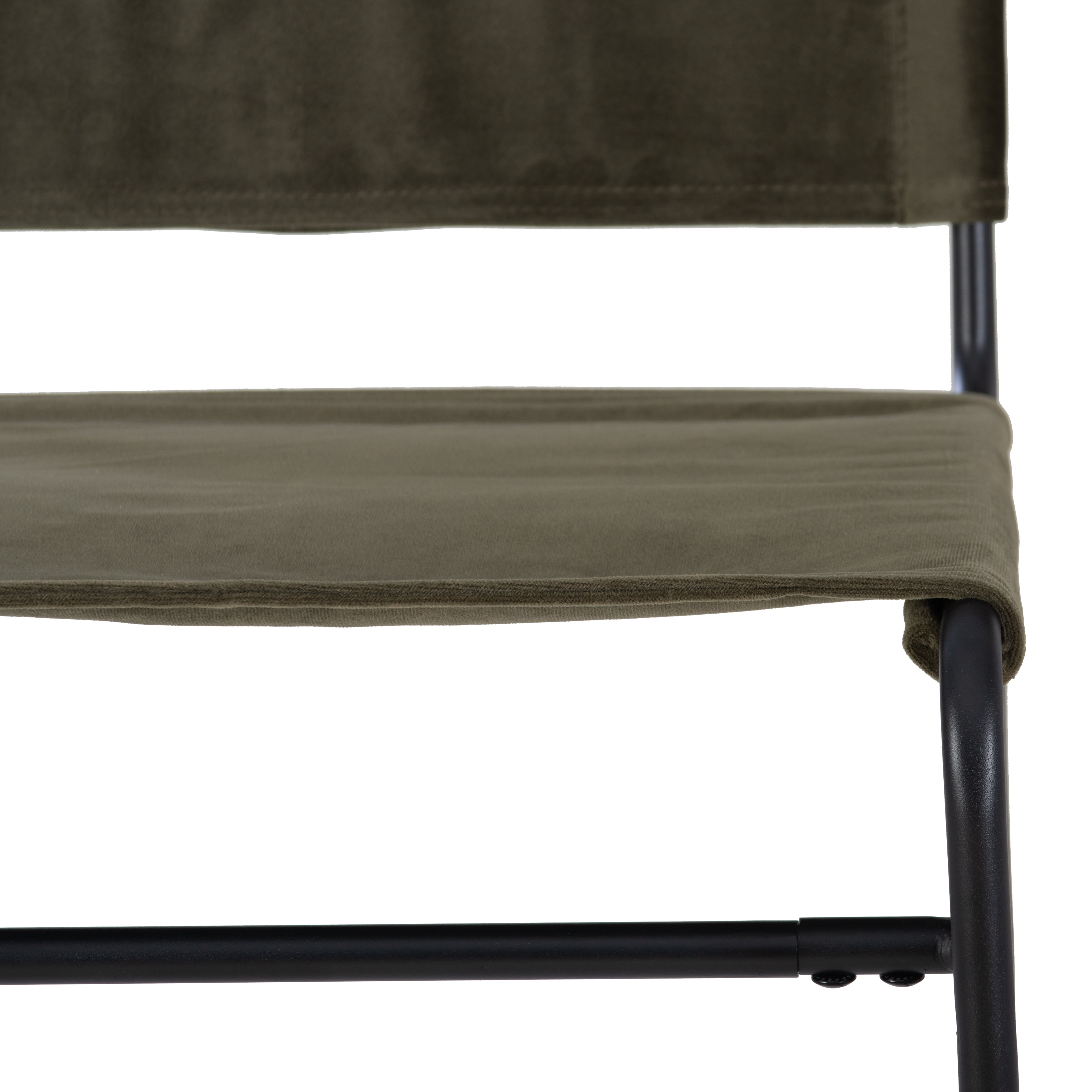 Linon Willey Dining Chair Forest Green Velvet Sling Seat Steel Frame in Black