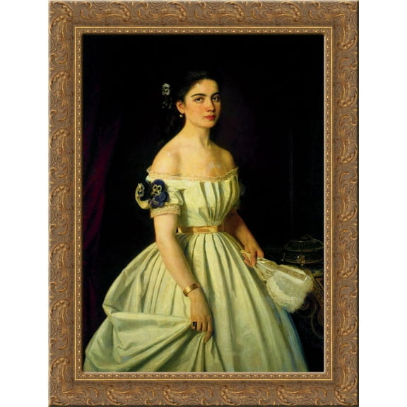 Portrait of Princess Catherine Alekseevny Vasilchikova 24x18 Gold Ornate Wood Framed Canvas Art by Ivan Kramskoy