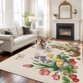 thumbnail image 2 of Spring Easter Area Rugs 6'x9', Small Throw Rugs for Kitchen Dining room, Country Bunny Chick Floral Butterflies Burlap Indoor Outdoor Rug Non-Slip Low Pile Carpet Runner Reversible Floor Mats, 2 of 8