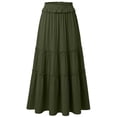 thumbnail image 2 of Lenago Skirts for Women Boho Flowy Maxi Skirt Flared Ruffle Elastic Waist Summer Solid Color Long Skirts Drawstring Pocket Elastic Waist Skirt, 2 of 3