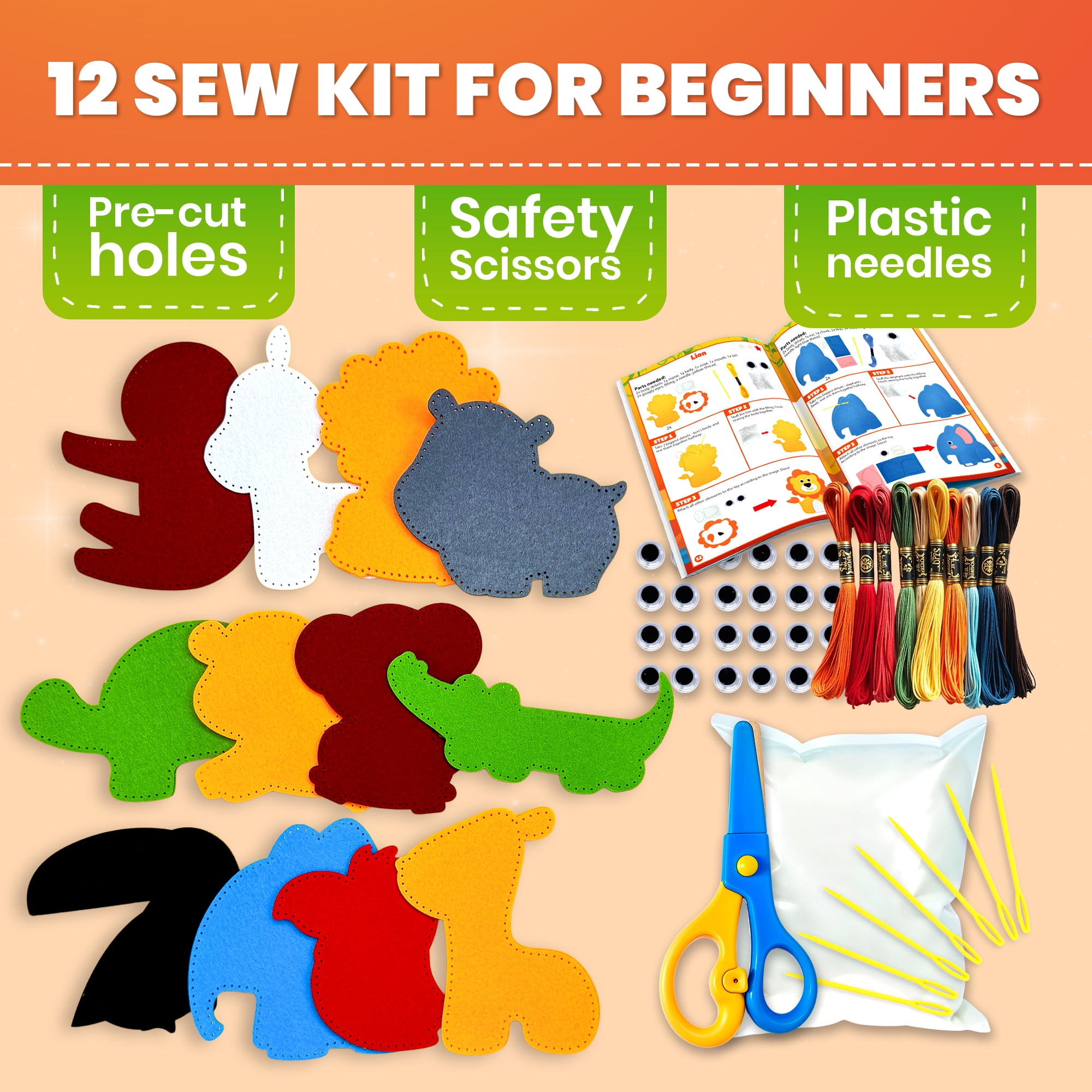 Quokka  Kids Crafts Ages 4-8 - Arts Crafts for Kids Ages 6-8 - Wild Animals Sewing Kit Basic
