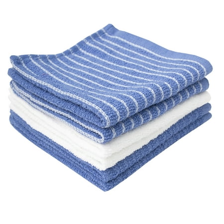 

RITZ Cotton Terry Horizontal Stripe Bar Mop Dish Cloth Set 6-Pack Light Blue 12” x 12”