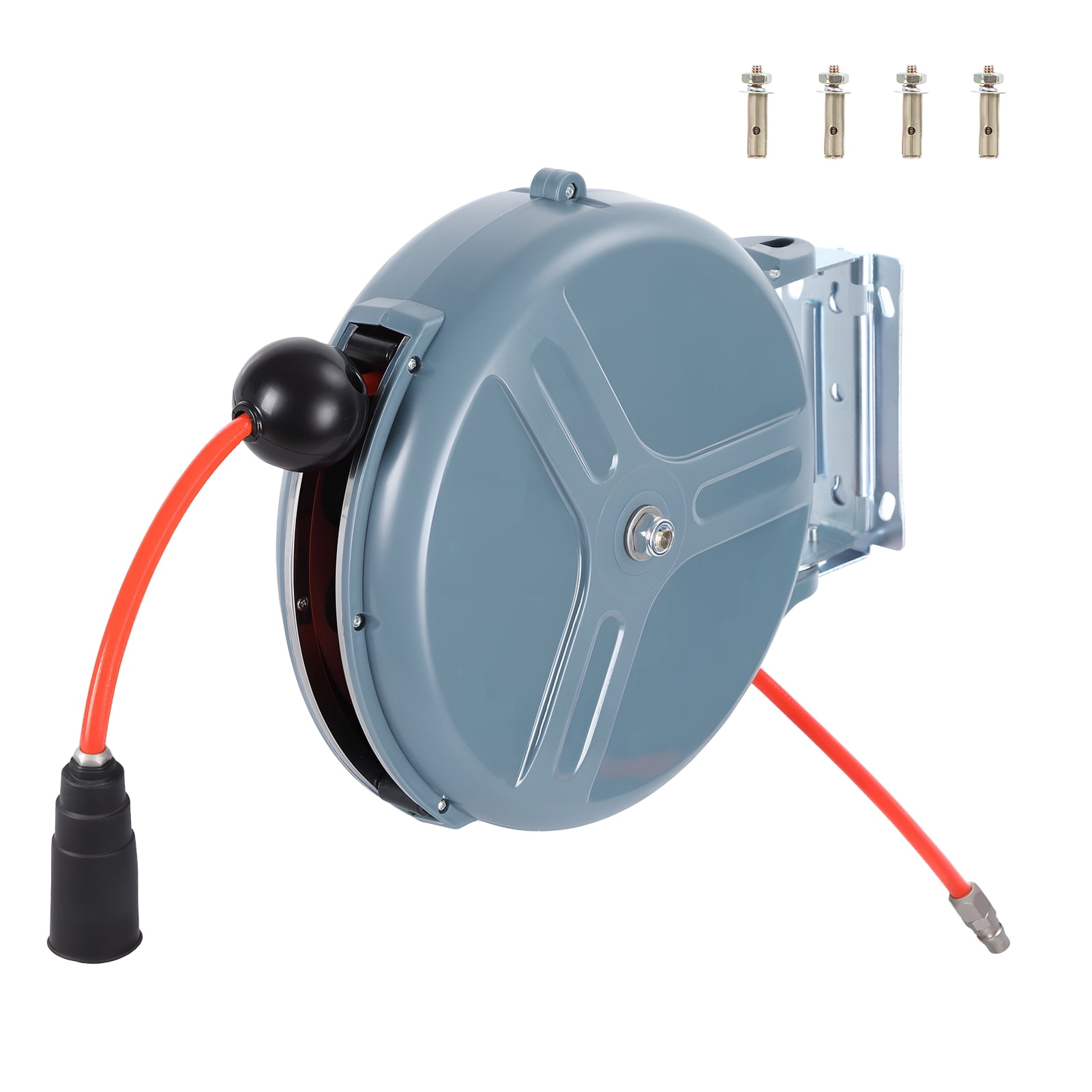 50ft Retractable Air Hose Reel with 3/8" PU Hose, 300 PSI Max Pressure, Heavy Duty Automatic Rewind & Locking Mechanism, Wall/Ceiling Mountable, Lightweight Air Compressor for Garage Workshop