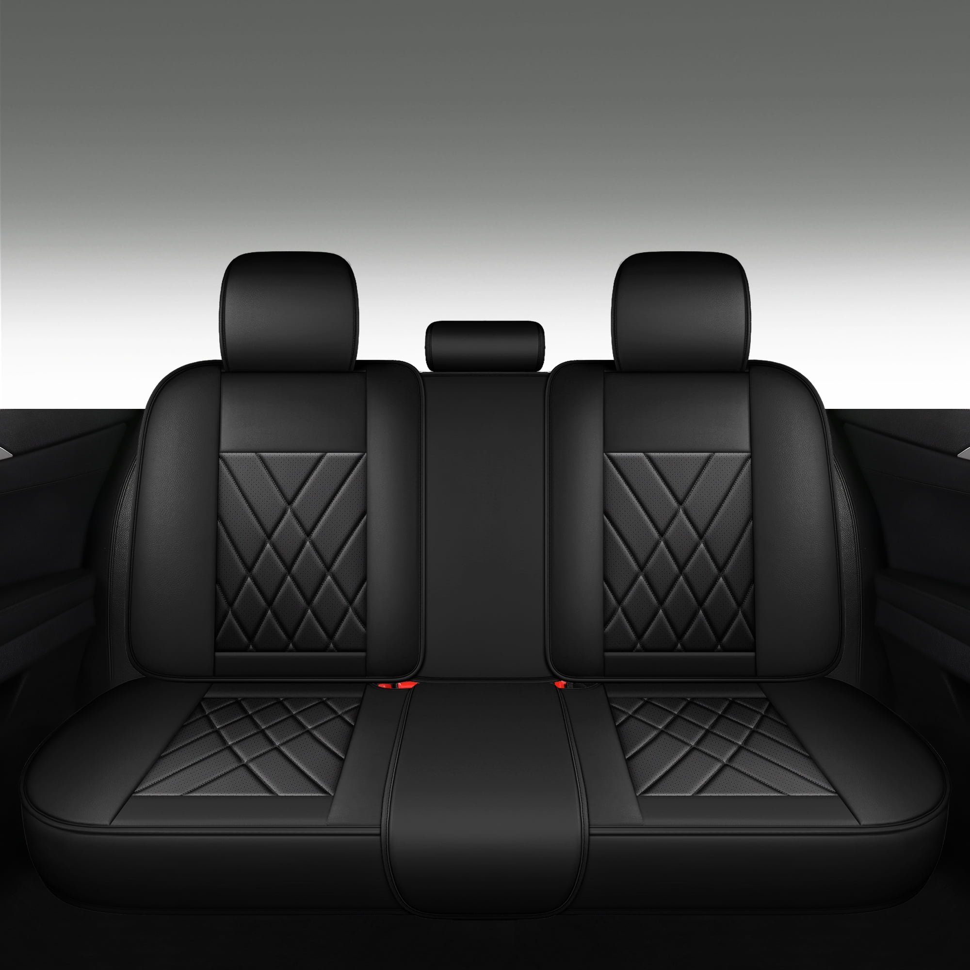 LINGVIDO Premium Leather 2 Seats Car Seat Cover For SUV Sedan Universal Fit Seat Cushion Durable Breathable Black Seat Covers for Car