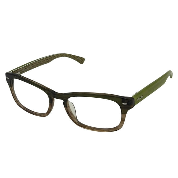 Police Mens Ophthalmic Rectangle Eyeglass Frames, Model V1697M, Brown Green