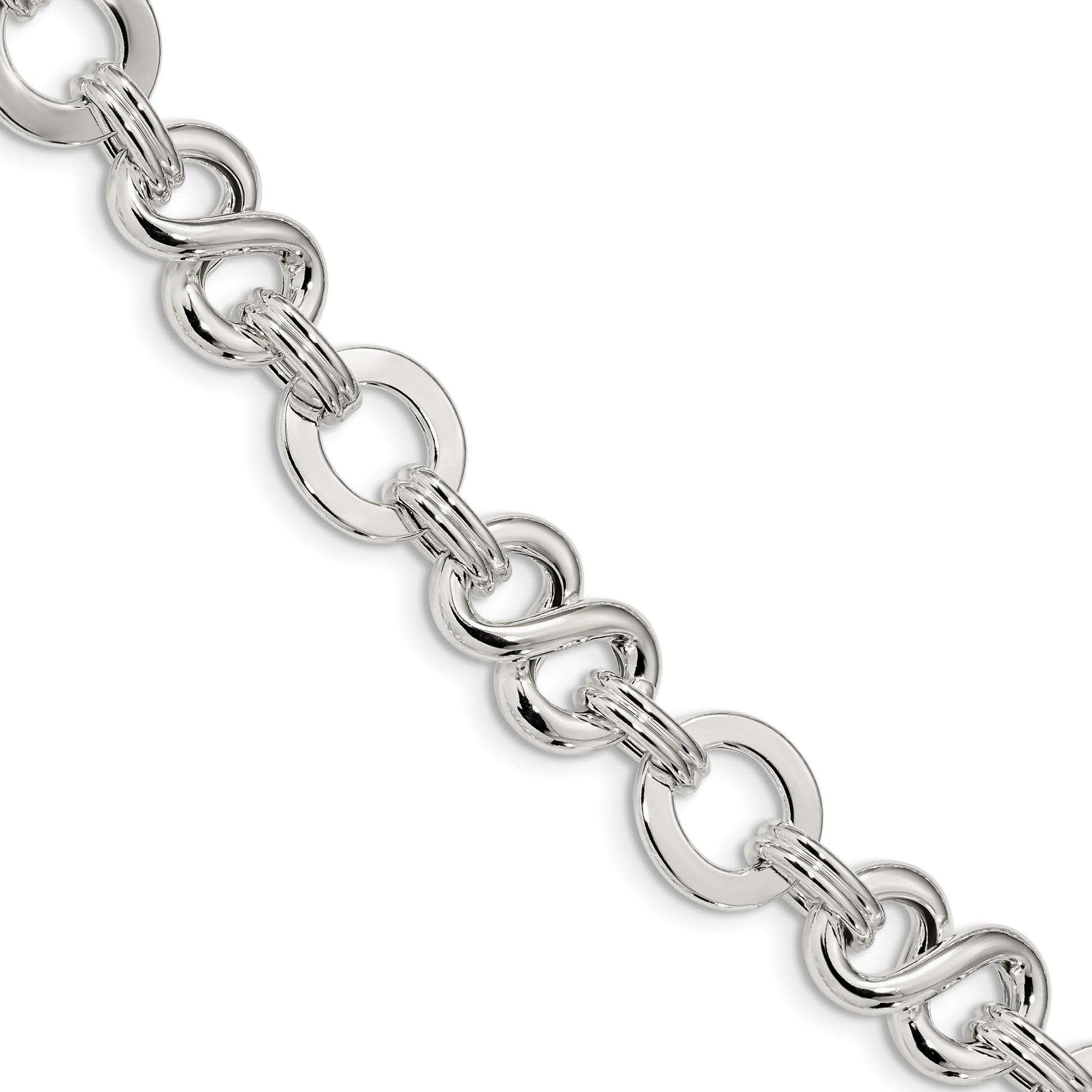 7.5" Details about   Sterling Silver 12.8 MM Polished Infinity Symbol Fancy Link Bracelet 